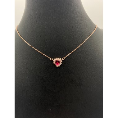 SILVER NECKLACE GOLD-PLATED ROSE GOLD HEART ROSE