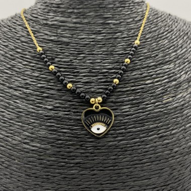 GOLD EYE ROSARY NECKLACE