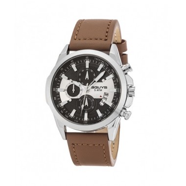 ρολοι 3G45005 Brown Leather Strap Watch